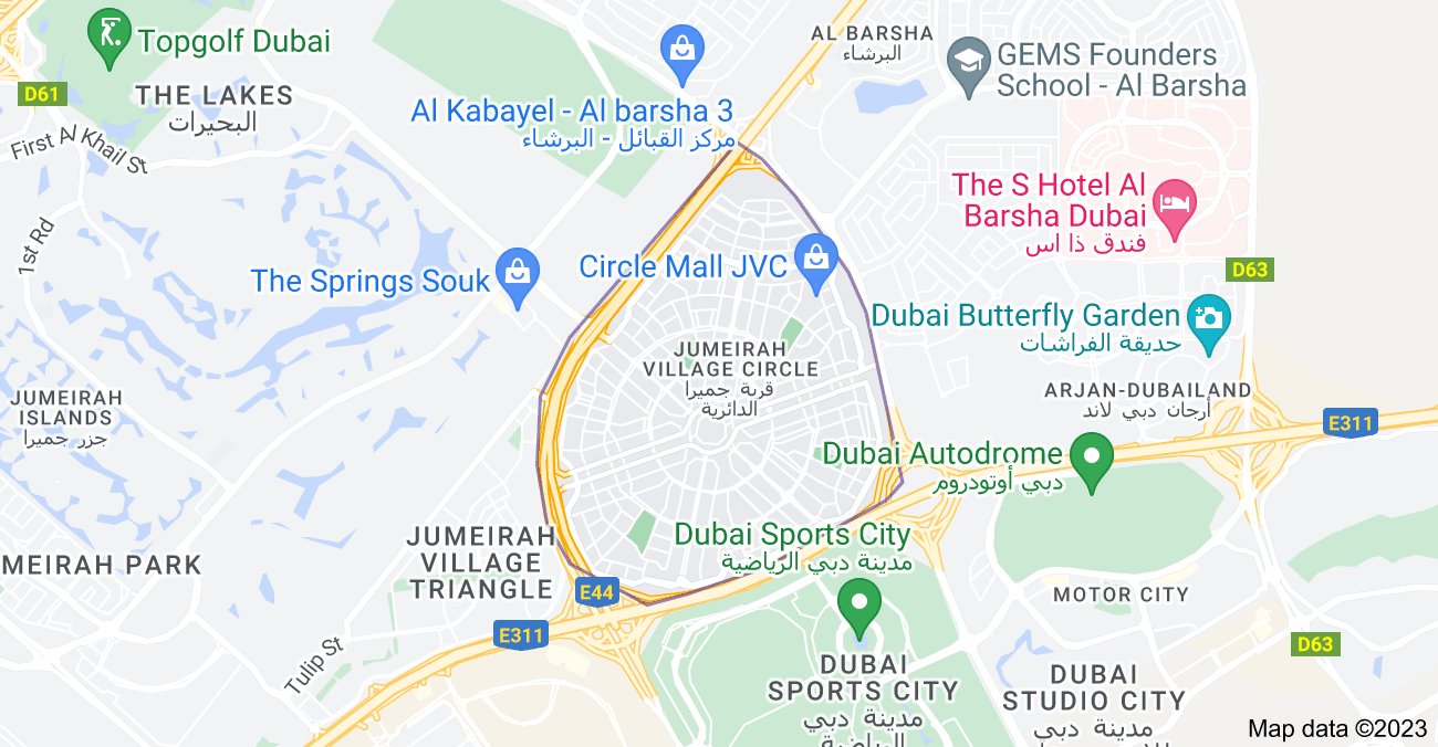 Jumeirah Village Circle Location Map Dubai