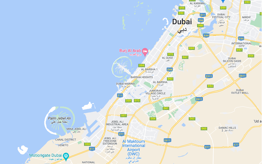 Palm Jebel Ali Location Map