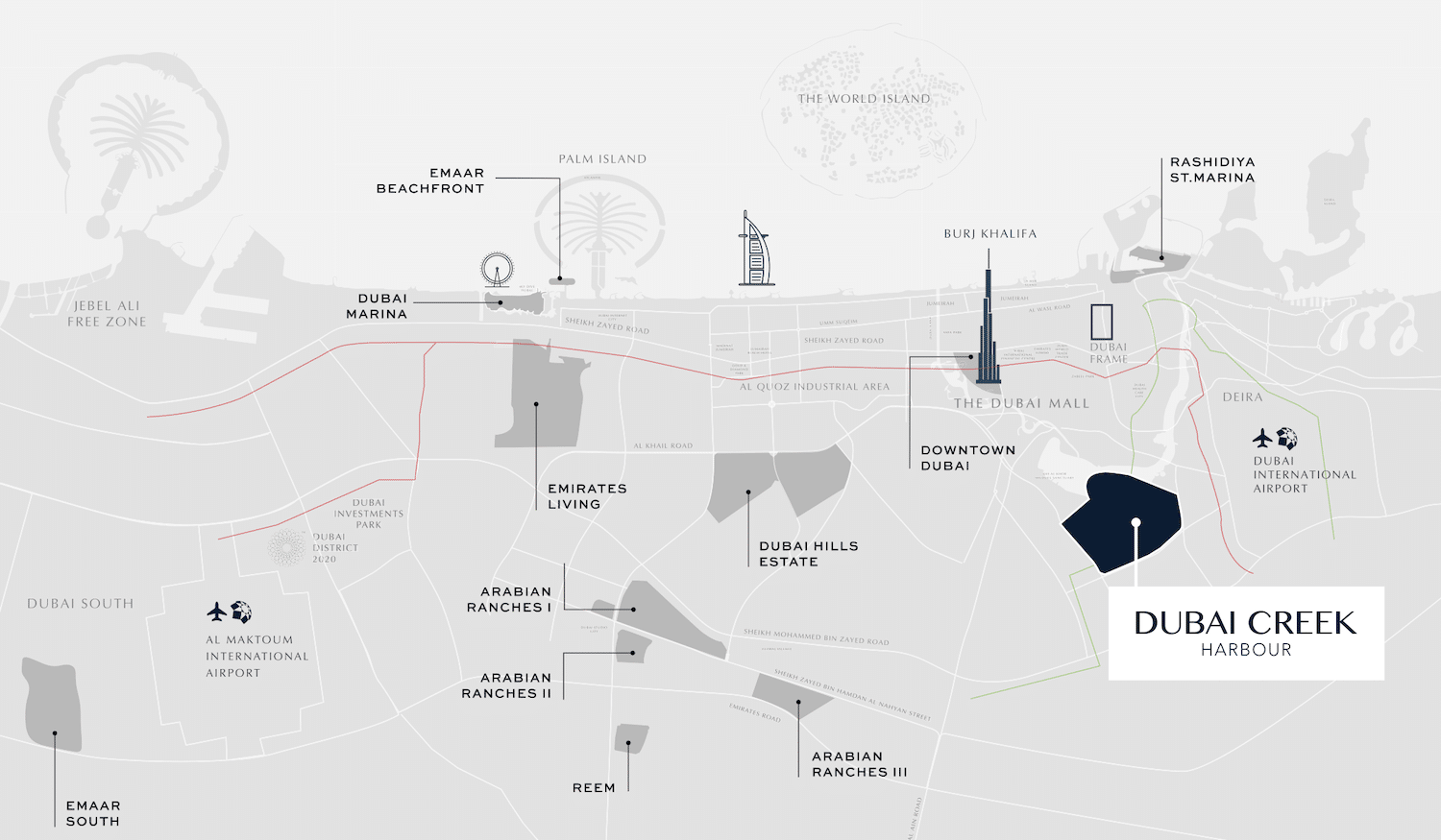 Dubai Creek Harbour Location Map