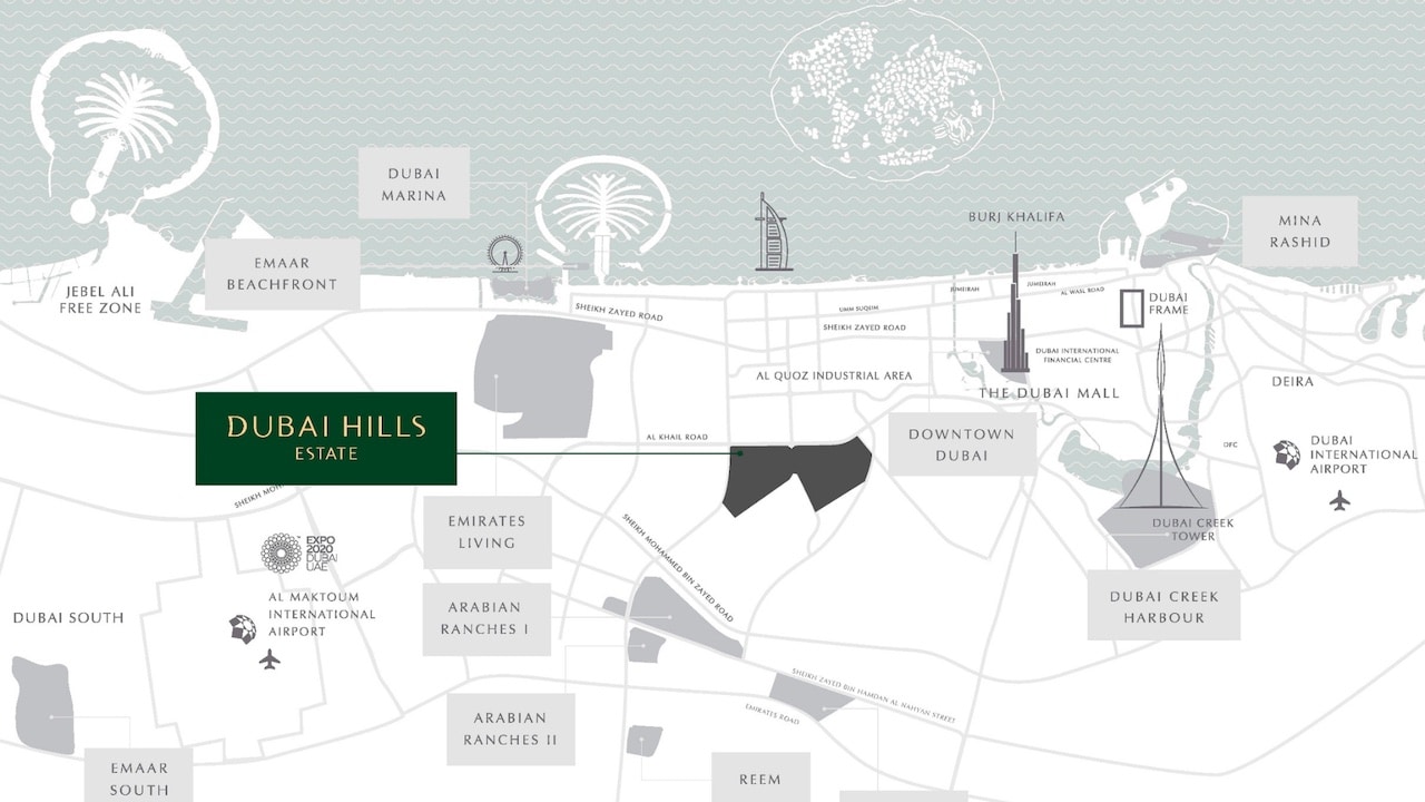 Dubai Hills Estate Location Map