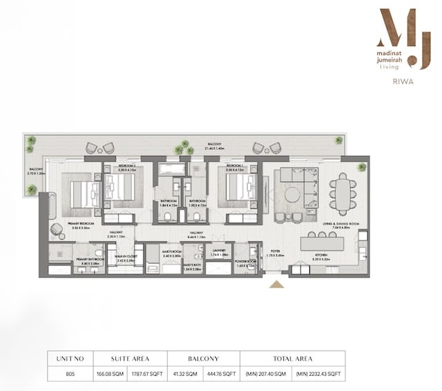RIWA Three Bedroom Floor Plan