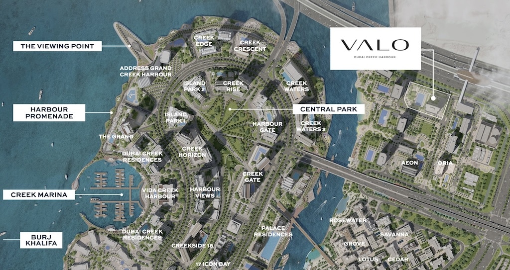 VALO Dubai Creek Harbour Location Map