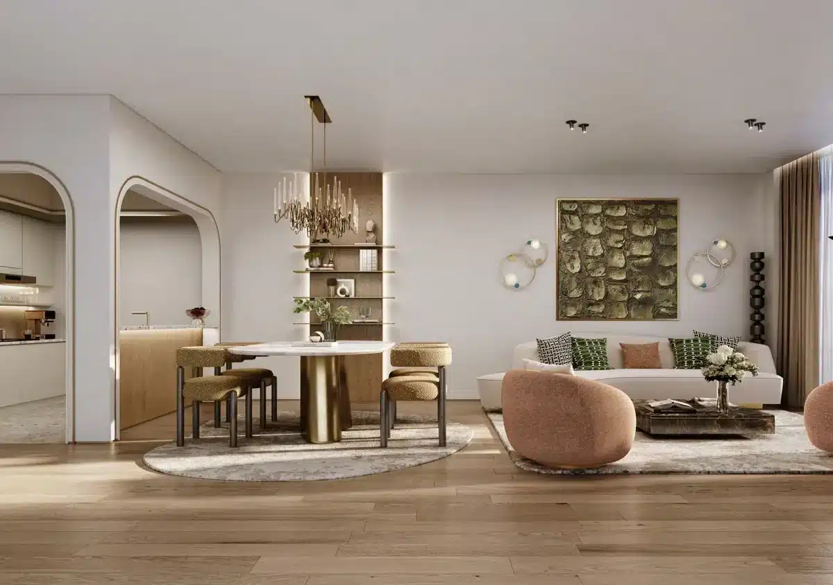 Semi-open-kitchen with luxury finishes